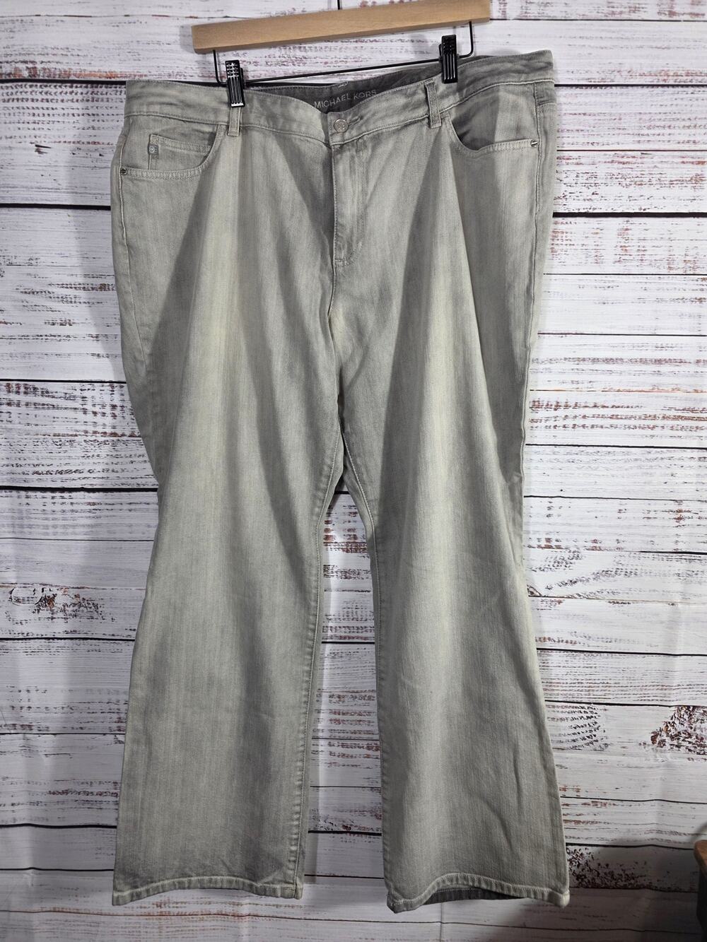 Michael Kors Women's 20W Plus Size Jean Gray Stretch Denim Straight Leg